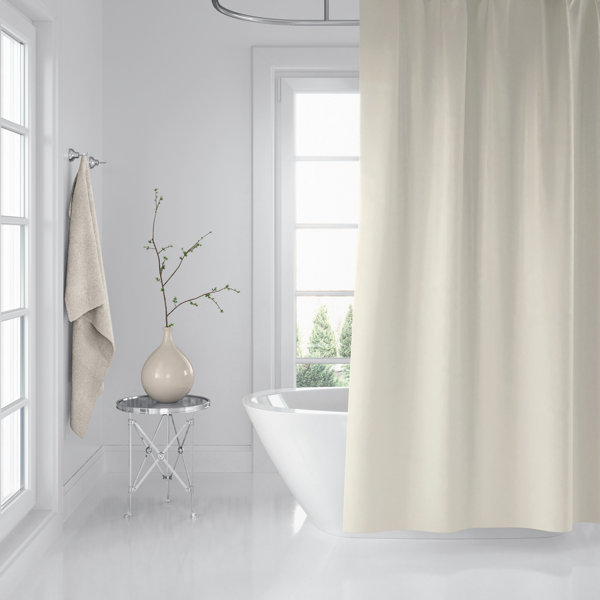 Casaculina Grey Water Repellent Fabric Shower Curtain 2 Pieces In 1